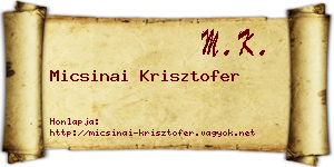Micsinai Krisztofer névjegykártya